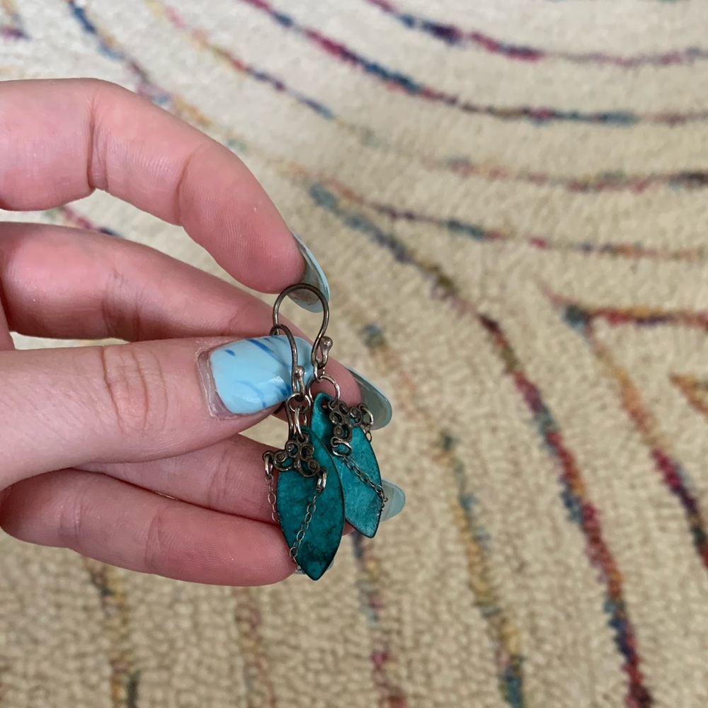 Teal dangle earrings